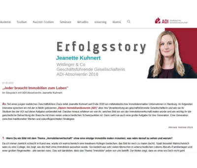 ADI-Alumni Erfolgsstory: „Jeder braucht Immobilien zum Leben“ – Interview mit Jeanette Kuhnert